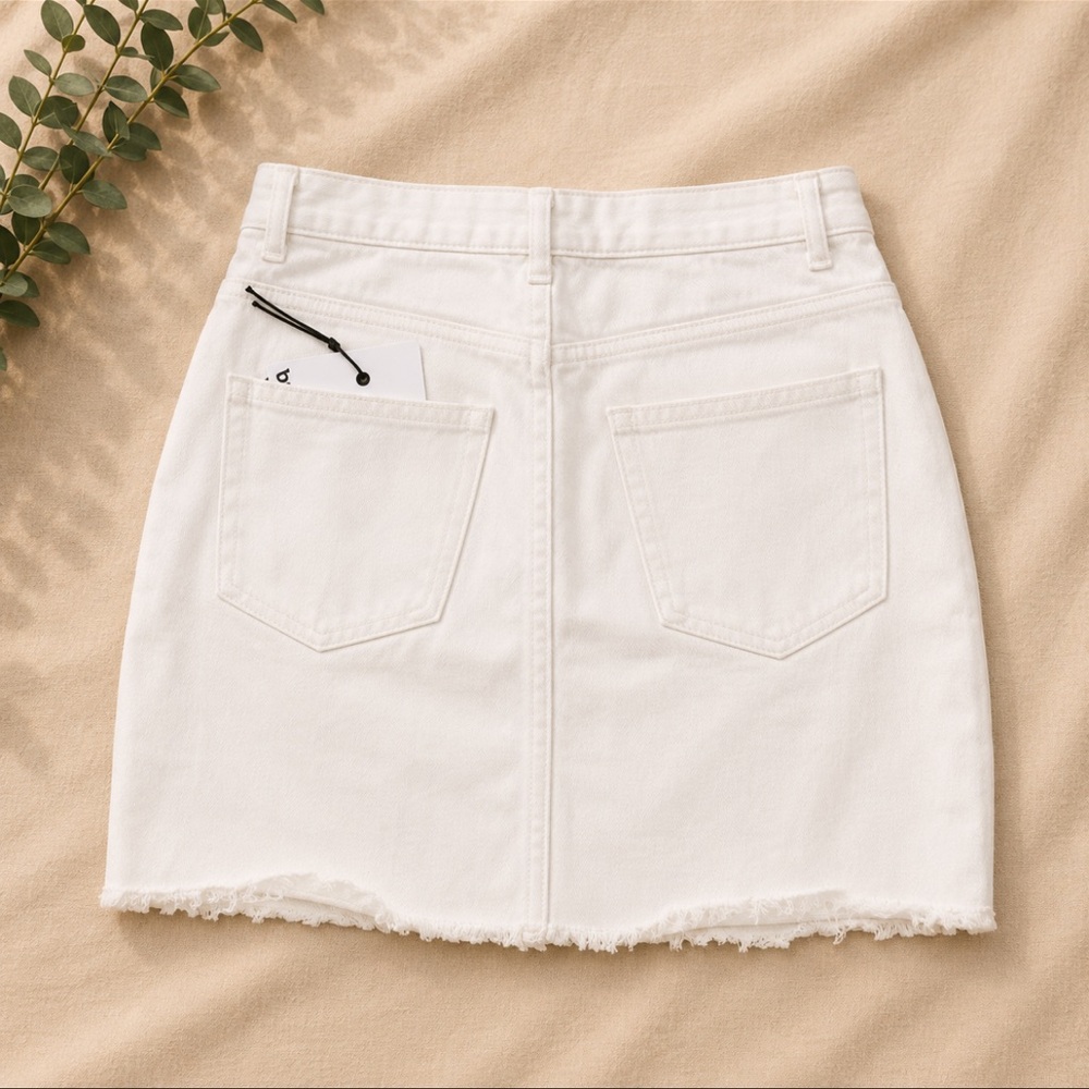 by the way White Lace-Up Denim Mini Skirt NWT Size 25 - Picture 2 of 6